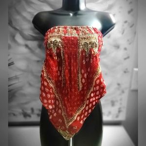 Bandana Paisley Top, Brand: Thread Story, Size M, Multi-color Red